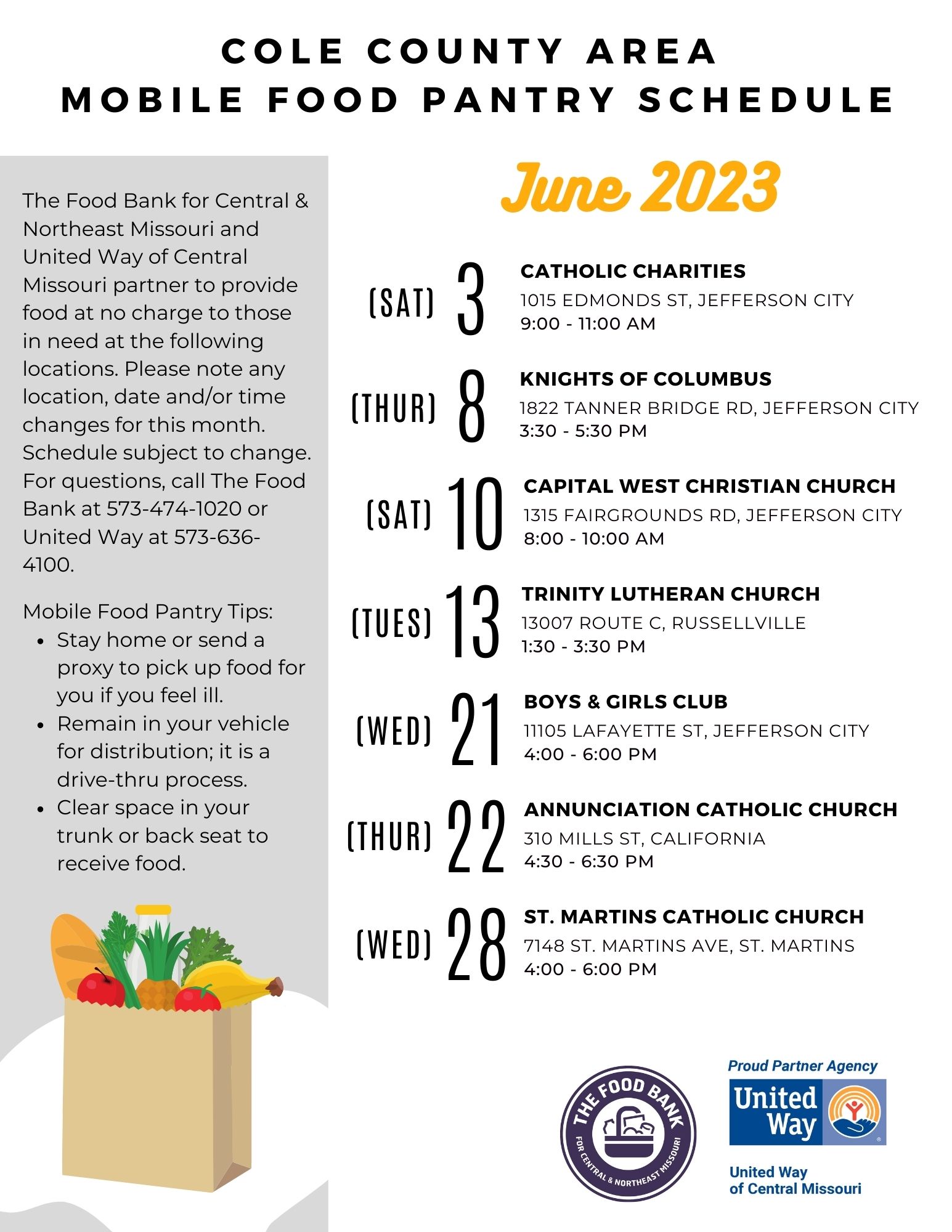 June Mobile Food Pantry United Way of Central Missouri